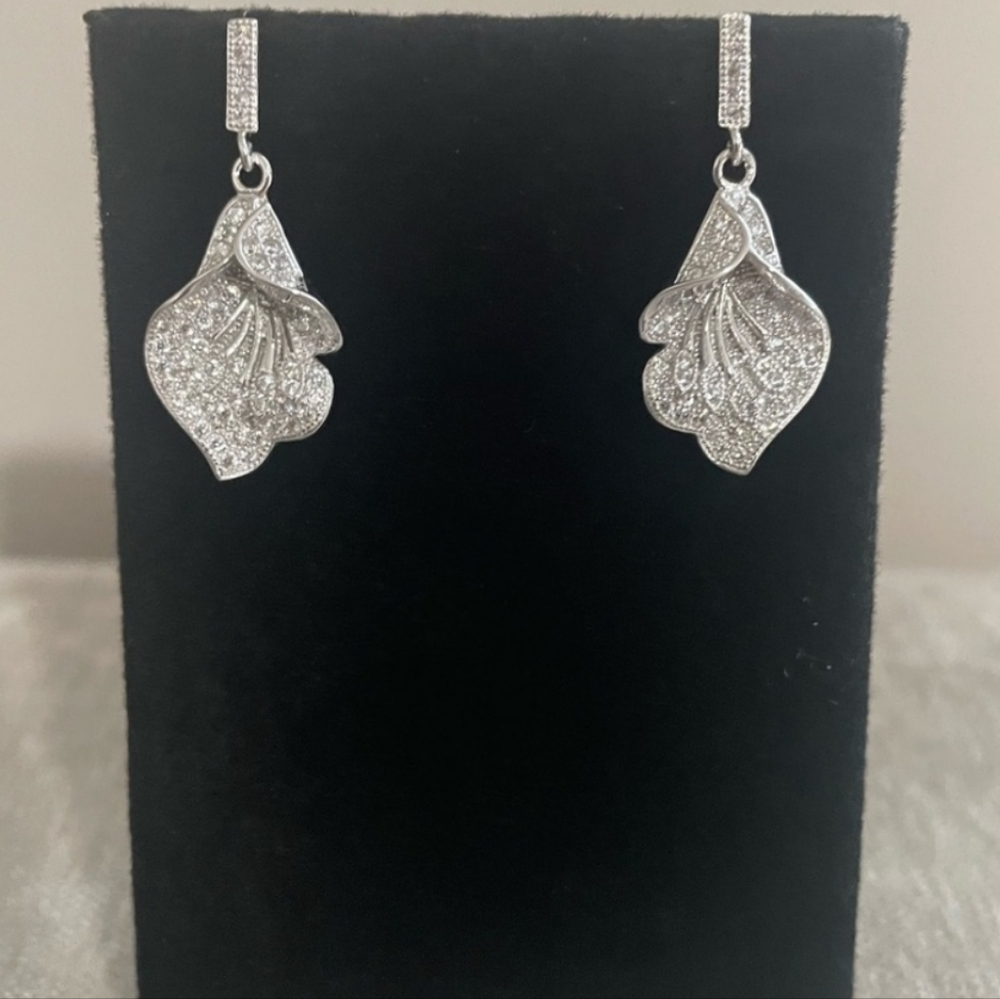 Gorgeous Sterling Silver 925 CZ Zirconia Drop Earrings